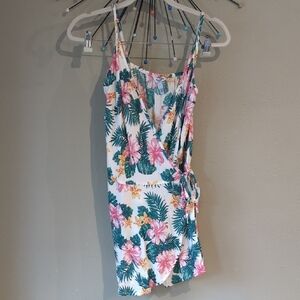 Arizona Hawaii Floral Romper Wrap Dress Size Small